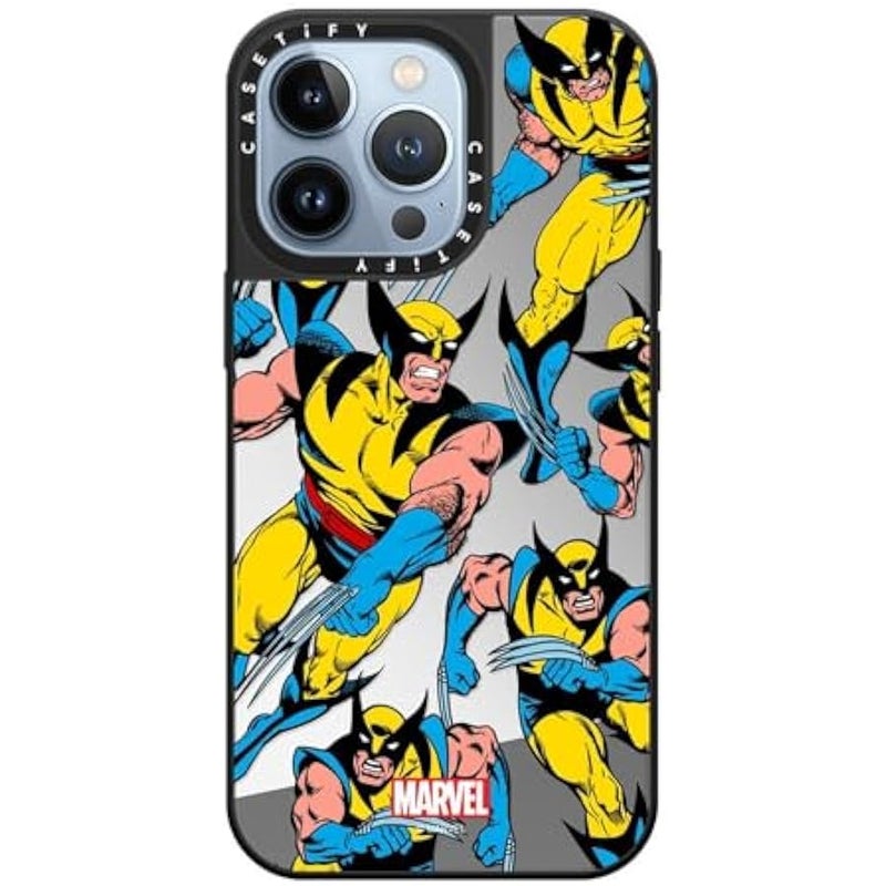 Casetify Mirror iPhone 13 Pro Case 【Deadpool & Wolverine Co-Lab / 4.9ft Drop Protection/Magsafe】 - Wolverine Pattern Case - Silver on Black - Image 2