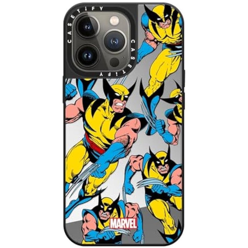 Casetify Mirror iPhone 13 Pro Case 【Deadpool & Wolverine Co-Lab / 4.9ft Drop Protection/Magsafe】 - Wolverine Pattern Case - Silver on Black - Image 4
