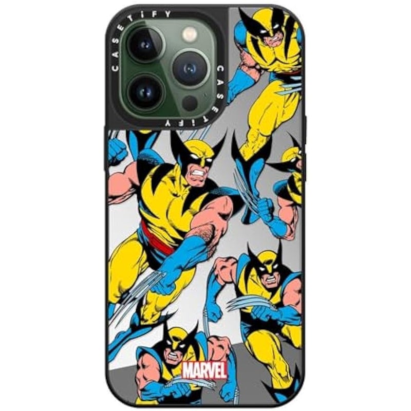 Casetify Mirror iPhone 13 Pro Case 【Deadpool & Wolverine Co-Lab / 4.9ft Drop Protection/Magsafe】 - Wolverine Pattern Case - Silver on Black - Image 3