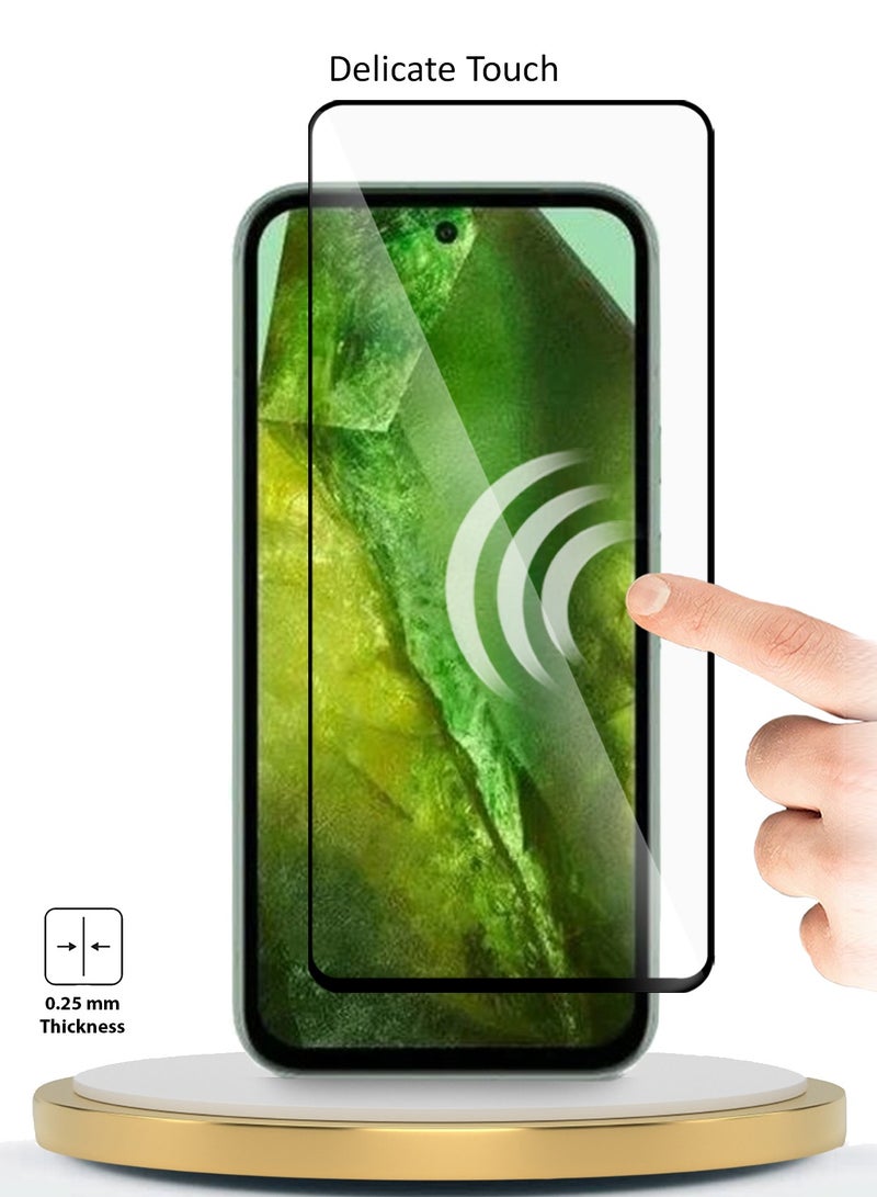 دبليو تيك واقي شاشة زجاجي مقسى بغطاء كامل من Google Pixel 8a 5G 2024 Premium E2E Full Glue (MSGECN) - شفاف / أسود - Image 4