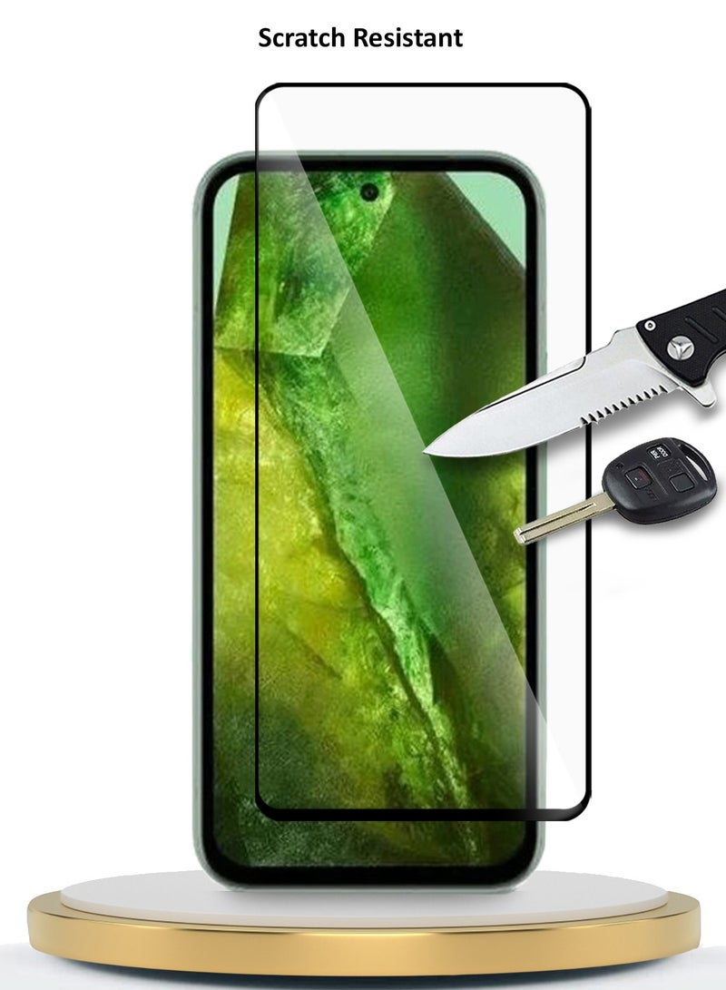 دبليو تيك واقي شاشة زجاجي مقسى بغطاء كامل من Google Pixel 8a 5G 2024 Premium E2E Full Glue (MSGECN) - شفاف / أسود - Image 5