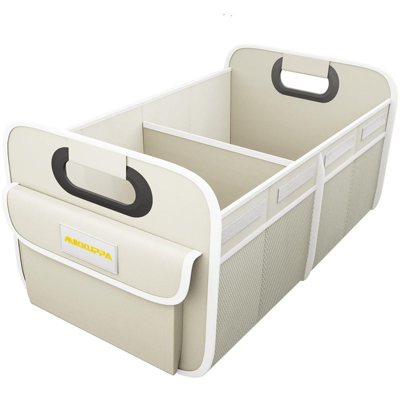 MIKKUPPA Car Trunk Organizer - 70L Collapsible Trunk Organizer for Groceries, Car Storage Organizers for SUV Auto Truck Van with Non Slip Bottom (White) - Image 1