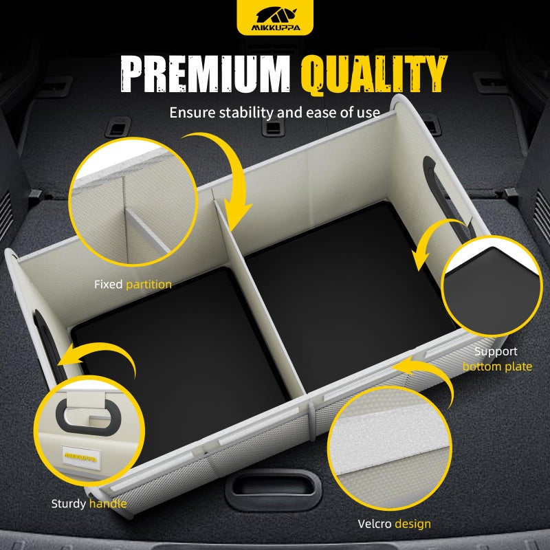MIKKUPPA Car Trunk Organizer - 70L Collapsible Trunk Organizer for Groceries, Car Storage Organizers for SUV Auto Truck Van with Non Slip Bottom (White) - Image 4