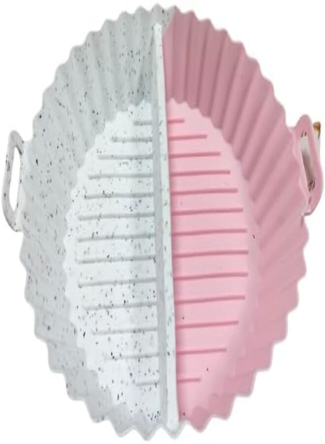 Spaceshoop Silicone Air Fryer Liner, Divided Two Compartments, 22cm, Silicone Baking Liner for Air Fryer Heat Resistant (pink)