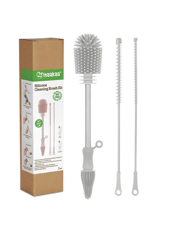 haakaa Silicone Cleaning Brush Kit Suva Grey Bottle Brush For Breast Pumps Breast Milk Collector Baby Bottles Nipples Breastmilk Storage Bags - Image 2