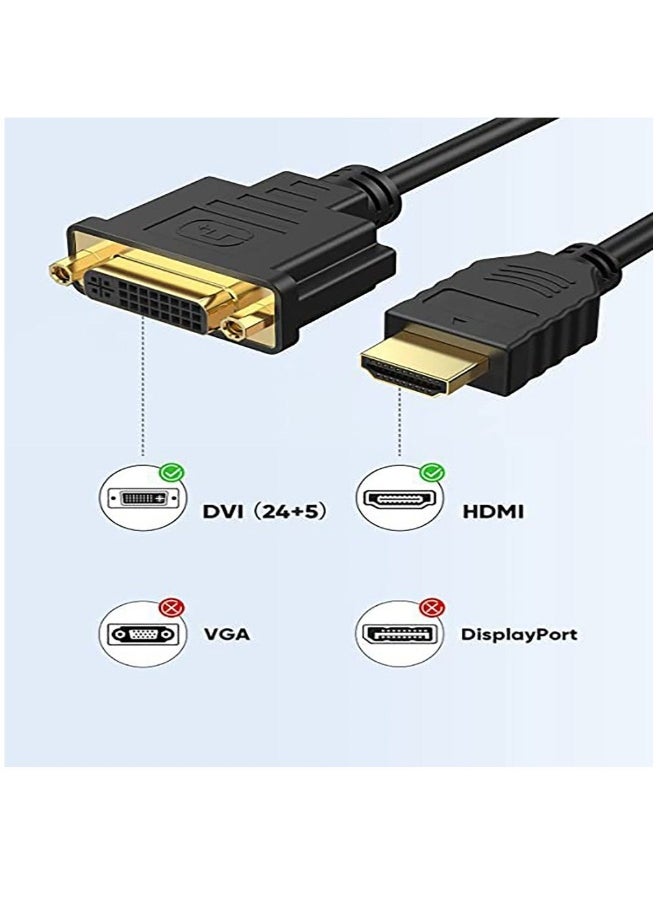 Generic - HDMI Male to DVI Female 25cm [2 Pack], Bi-Directional HDMI Male to DVI-I (24+5) Female Adapter, for PC, TV, TV Box, PS5, Blue-ray, Xbox,Switch - Image 1