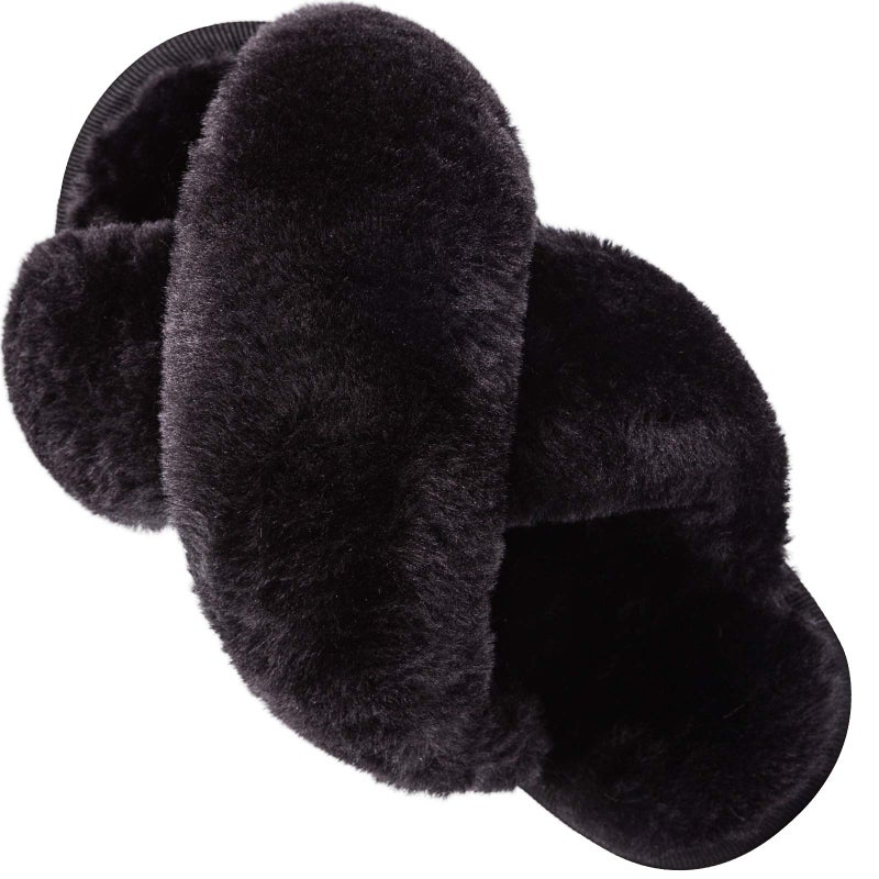 eccbox Girls Fluffy Slippers Kids Leopard Tie Dye Open Toe Memory Foam Slides Sandals Soft Plush Cross Band House Shoes Indoor Outdoor Slip On - Image 2