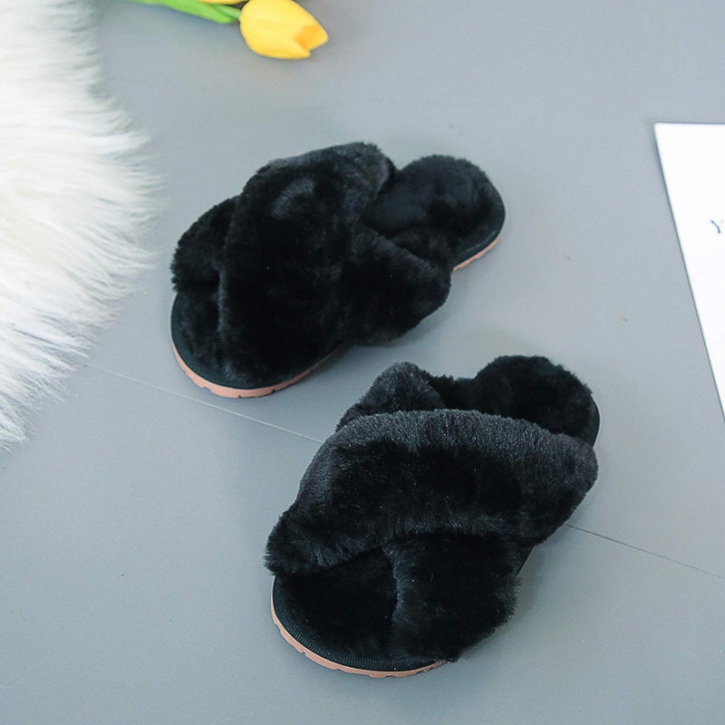 eccbox Girls Fluffy Slippers Kids Leopard Tie Dye Open Toe Memory Foam Slides Sandals Soft Plush Cross Band House Shoes Indoor Outdoor Slip On - Image 5