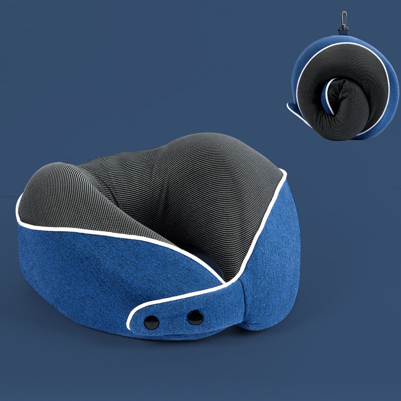 Memory Foam U-Shaped Neck Pillow for Travel Upgrade Blue 