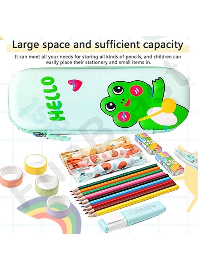 فنبلاست حقيبة أقلام فن بلاست إيفا للأطفال، حافظة أقلام متعددة الاستخدامات بسحاب، صندوق أقلام للأولاد، حقيبة أقلام رصاص، منظم أدوات مكتبية للأطفال، حافظة أقلام قماشية صلبة ثلاثية الأبعاد بتصميم هالو فروغ (متعددة الألوان) - Image 2