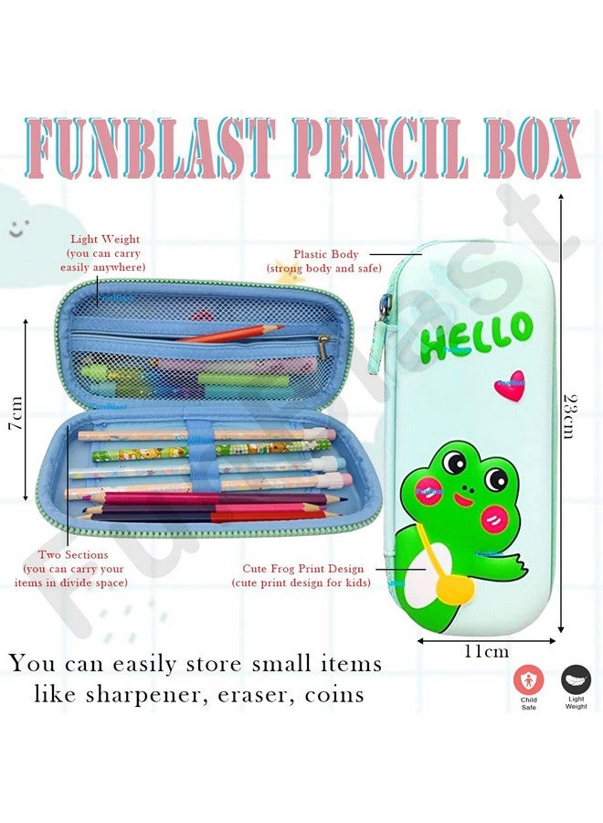 فنبلاست حقيبة أقلام فن بلاست إيفا للأطفال، حافظة أقلام متعددة الاستخدامات بسحاب، صندوق أقلام للأولاد، حقيبة أقلام رصاص، منظم أدوات مكتبية للأطفال، حافظة أقلام قماشية صلبة ثلاثية الأبعاد بتصميم هالو فروغ (متعددة الألوان) - Image 4