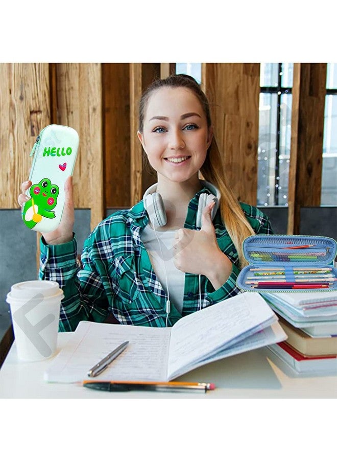 فنبلاست حقيبة أقلام فن بلاست إيفا للأطفال، حافظة أقلام متعددة الاستخدامات بسحاب، صندوق أقلام للأولاد، حقيبة أقلام رصاص، منظم أدوات مكتبية للأطفال، حافظة أقلام قماشية صلبة ثلاثية الأبعاد بتصميم هالو فروغ (متعددة الألوان) - Image 5