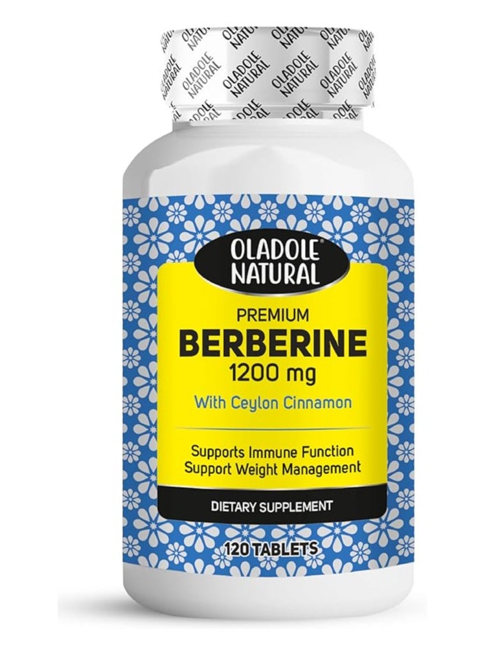 Oladole Natural Oladole Natural Berberine with Ceylon Cinnamon 1200mg 120 Tablets Premium Formula for Weight Management, Antioxidant, Immune Function | Gluten-Free  - Image 1