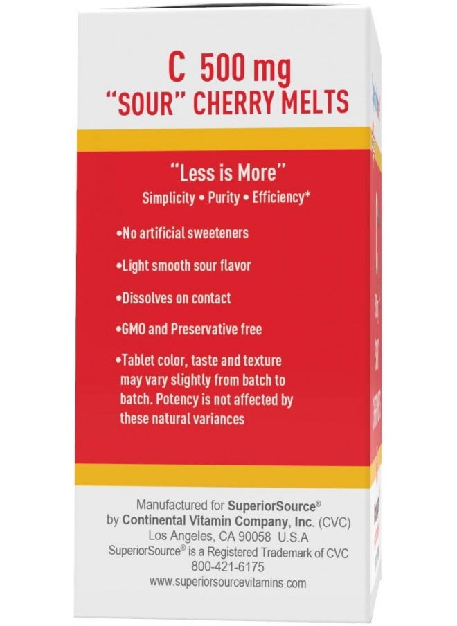Superior Source Superior Source Vitamin C 500 Mg Microlignual Tablets - Buffered Vit C Sour Cherry Melts - Immune System Booster, Energy Vitamins - 90 Count  - Image 3