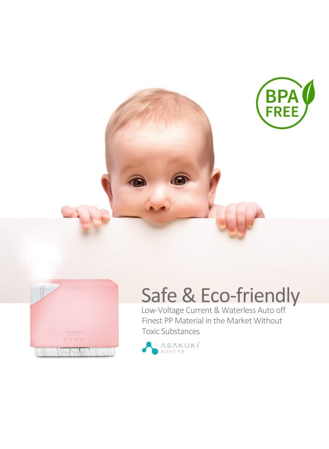 ASAKUKI 700 ml Premium Essential Oil Diffuser, 5 in 1 Ultrasonic Aromatherapy Fragrant Oil Vaporizer Humidifier, Timer and Auto-Off Safety Switch, 7 LED Light Colors - Image 4