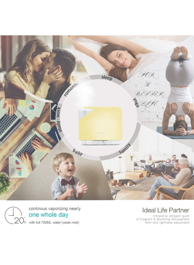 ASAKUKI 700 ml Premium Essential Oil Diffuser, 5 in 1 Ultrasonic Aromatherapy Fragrant Oil Vaporizer Humidifier, Timer and Auto-Off Safety Switch, 7 LED Light Colors - Image 3
