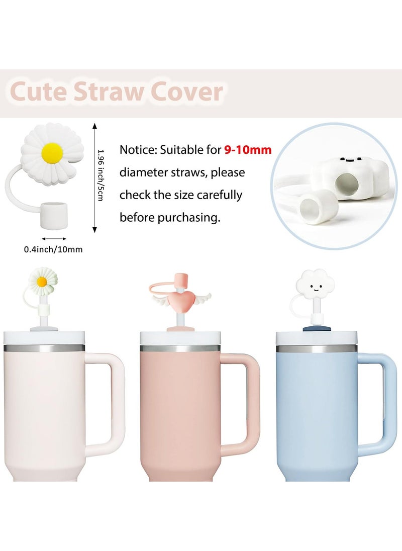 RTYY مجموعة ملحقات كأس ستانلي تشمل 6 قطع من سدادة السيليكون مانعة للتسرب، 2 قطع غطاء قشة تناسب قِطع القش بقطر 9-10 مم، 1 قطعة من حذاء السيليكون لكأس ستانلي بحجم 40 أونصة و30 أونصة (شفاف) - Image 2