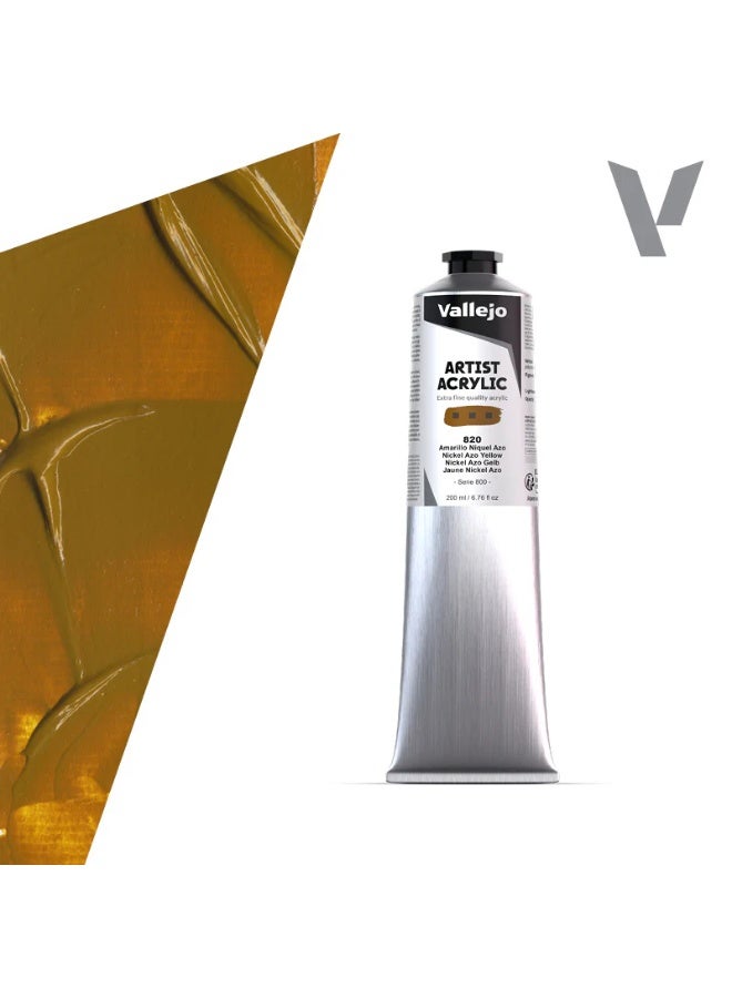ألوان أكريليك فنية - أصفر آزو نيكل، ألوان أكريليك احترافية عالية الصبغة، ٢٠٠ مل