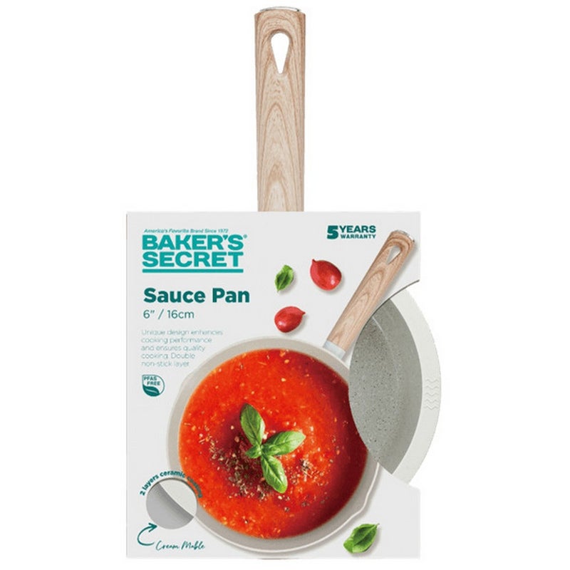 Baker's Secret Baker’s Secret 16cm Pressed Aluminum Saucepan with Lid – Versatile Cookware for Boiling, Simmering & Daily Meal Preparation - Image 3