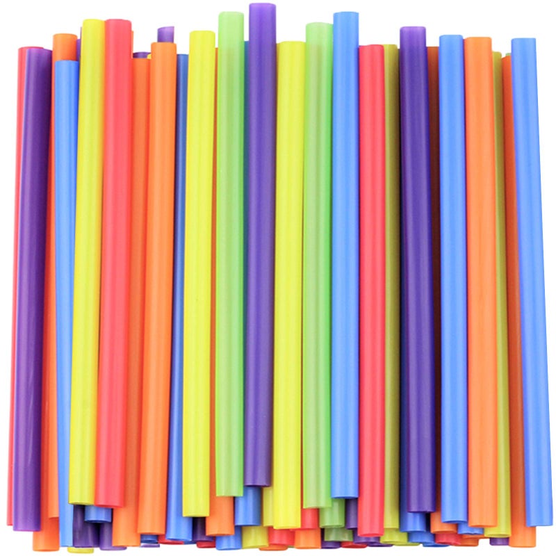Comfy Package, [100 Count] Jumbo Plastic Smoothie Straws - 8.5" High - Assorted Colors - Image 1