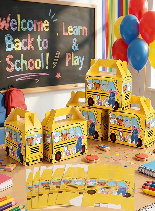 MinFyberd School Bus Party Favors Gift Boxes Cartoon Teacher Paper Treat Boxes Bulk English Teacher Birthday Goodie Candy Box with Handles Birthday Shower Cartoon Theme Party Decorations（24 Pcs ） - Image 4