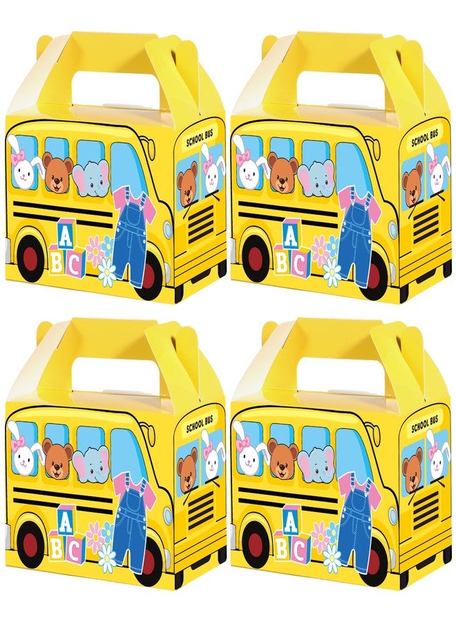 MinFyberd School Bus Party Favors Gift Boxes Cartoon Teacher Paper Treat Boxes Bulk English Teacher Birthday Goodie Candy Box with Handles Birthday Shower Cartoon Theme Party Decorations（24 Pcs ） - Image 1