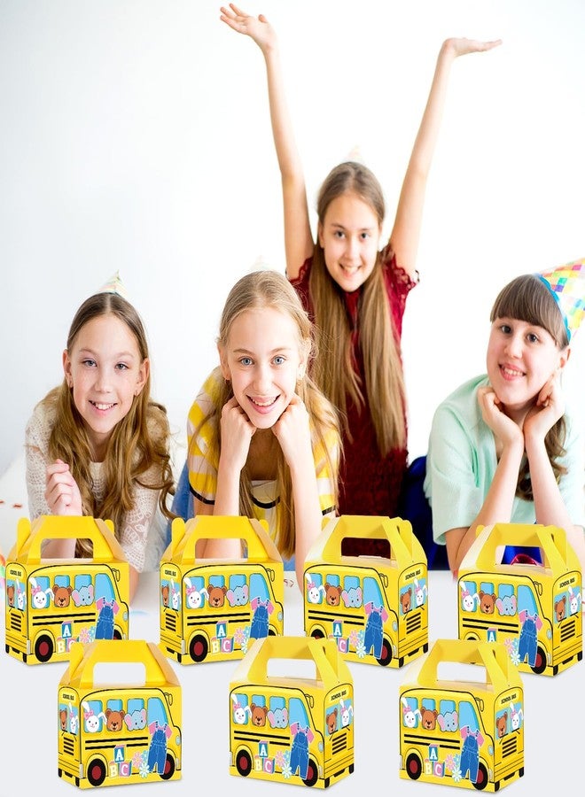 MinFyberd School Bus Party Favors Gift Boxes Cartoon Teacher Paper Treat Boxes Bulk English Teacher Birthday Goodie Candy Box with Handles Birthday Shower Cartoon Theme Party Decorations（24 Pcs ） - Image 5