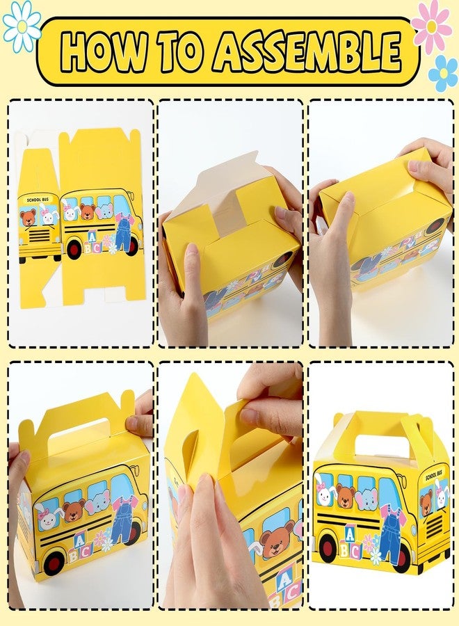 MinFyberd School Bus Party Favors Gift Boxes Cartoon Teacher Paper Treat Boxes Bulk English Teacher Birthday Goodie Candy Box with Handles Birthday Shower Cartoon Theme Party Decorations（24 Pcs ） - Image 3
