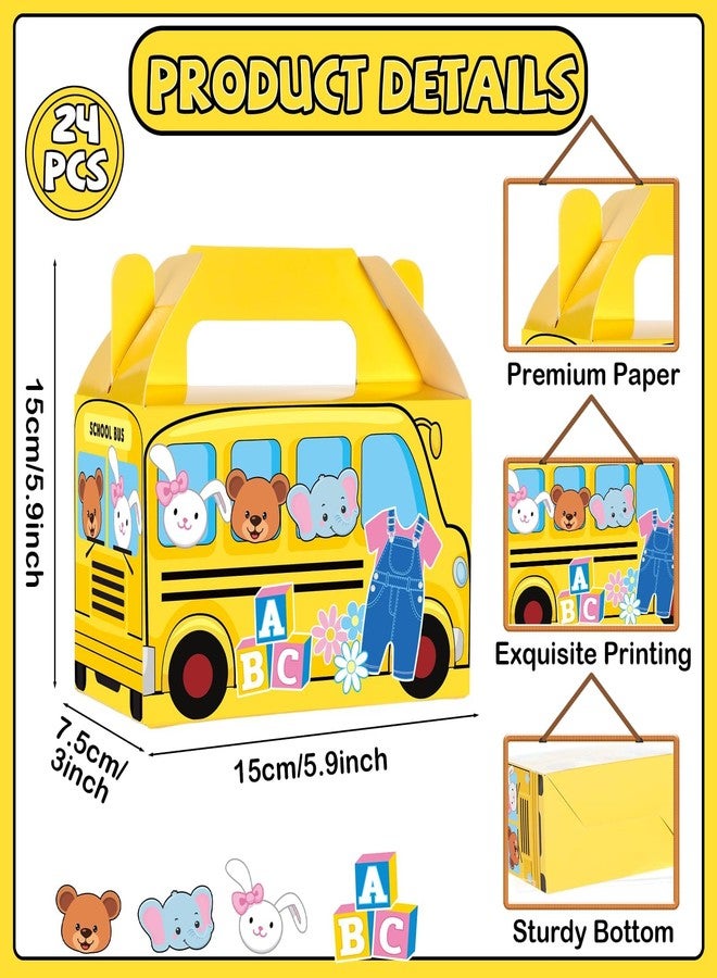 MinFyberd School Bus Party Favors Gift Boxes Cartoon Teacher Paper Treat Boxes Bulk English Teacher Birthday Goodie Candy Box with Handles Birthday Shower Cartoon Theme Party Decorations（24 Pcs ） - Image 2