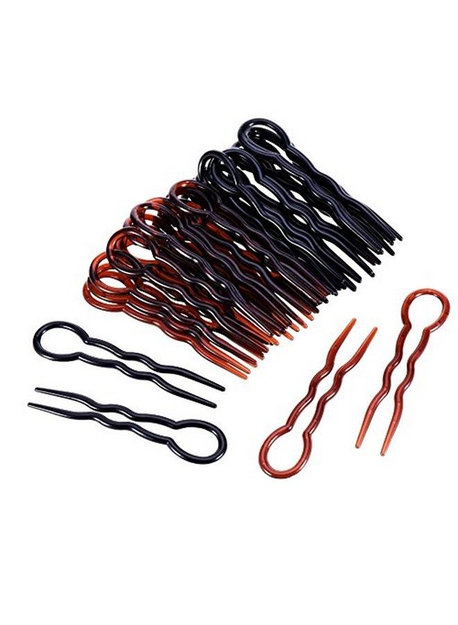 AKOAK 24 Pieces Mixed Black And Brown Plastic U Shaped Hair Pins Hair Style Grip Pins Fast Spiral Hair Braid Twist Styling Clips For Girls And Women - Image 4