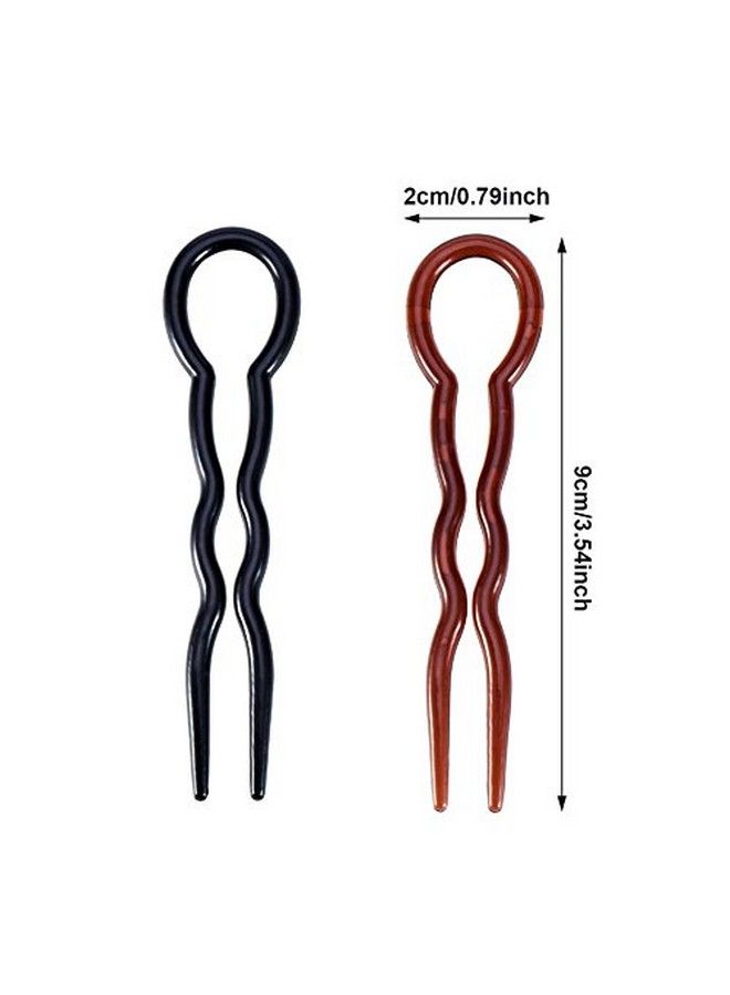 AKOAK 24 Pieces Mixed Black And Brown Plastic U Shaped Hair Pins Hair Style Grip Pins Fast Spiral Hair Braid Twist Styling Clips For Girls And Women - Image 5