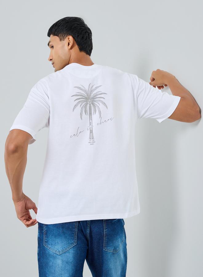 ستايلي تيشيرت بقصة واسعة بطبعة شجر نخيل - Image 4