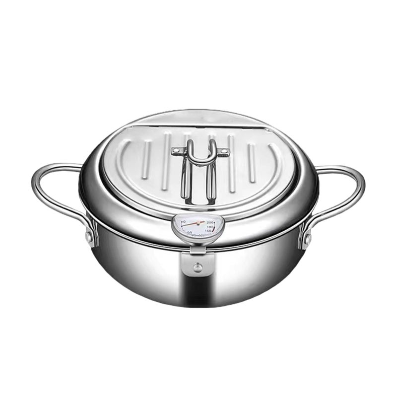 20CM Stainless Steel Deep Fryer Pot With Thermometer For Induction Cooker - Image 2