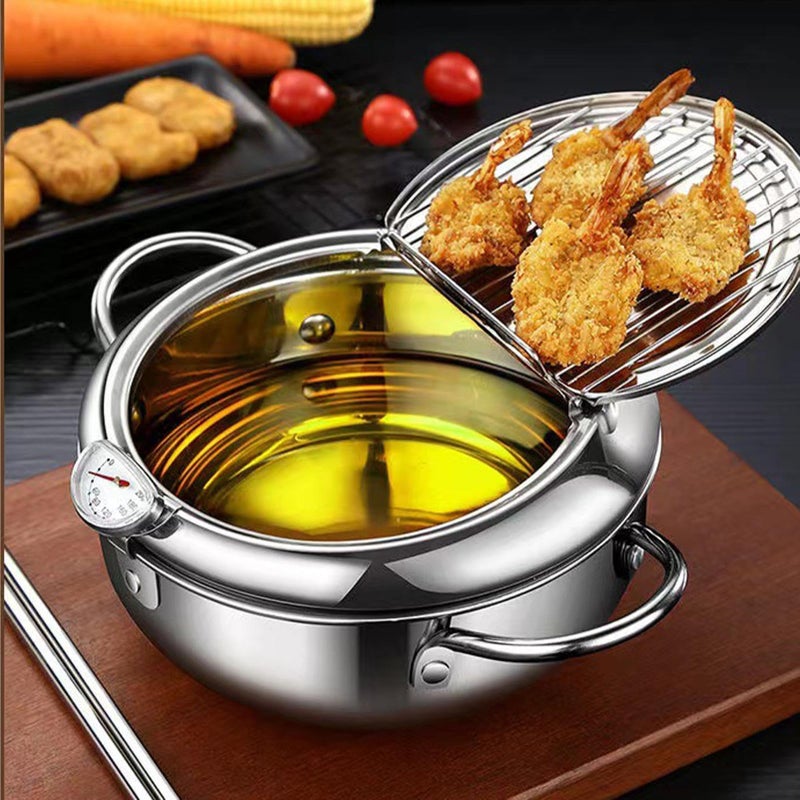 20CM Stainless Steel Deep Fryer Pot With Thermometer For Induction Cooker - Image 4
