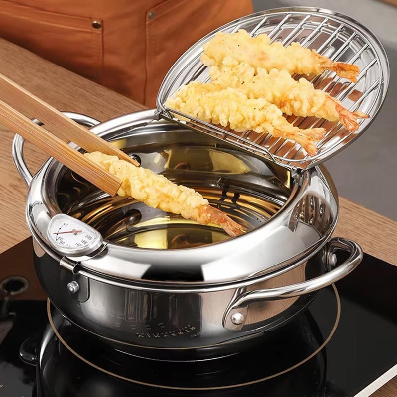 20CM Stainless Steel Deep Fryer Pot With Thermometer For Induction Cooker - Image 3