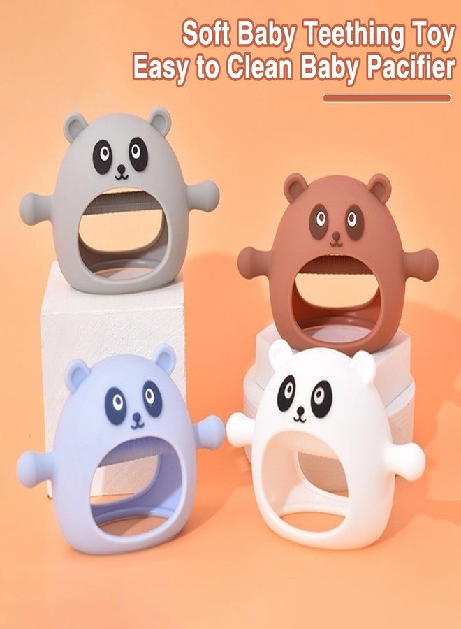RUKAN Silicone Baby Teether Toys 0-6 Months Anti Dropping Wrist Hand Teethers 6 to 12 Months Baby Chew Toys for Sucking Needs, Teething Mitten Hand Pacifier for Soothing Gum Pain Relief Panda (White) - Image 5