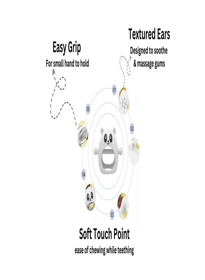 RUKAN Silicone Baby Teether Toys 0-6 Months Anti Dropping Wrist Hand Teethers 6 to 12 Months Baby Chew Toys for Sucking Needs, Teething Mitten Hand Pacifier for Soothing Gum Pain Relief Panda (White) - Image 3