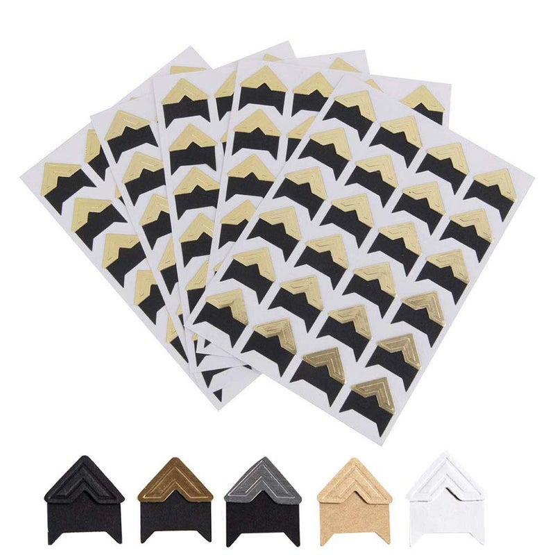 Yesallwas زوايا الصور الذهبية ذاتية اللصق من Yesallwas 10 أوراق 240 قطعة ملصقات زوايا تركيب الصور لألبومات القصاصات الذهبية