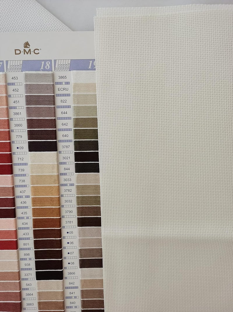 KCS 3 pc of 12" x 18" 18CT Counted Cotton Aida Cloth Cross Stitch Fabric (Antique White +Cream+Khaki) - Image 4