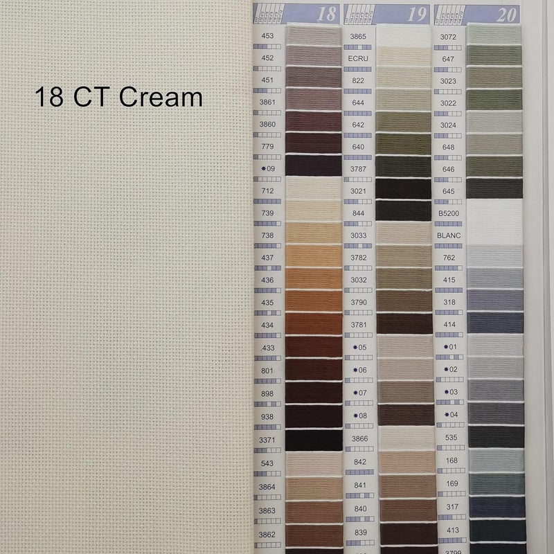 KCS 3 pc of 12" x 18" 18CT Counted Cotton Aida Cloth Cross Stitch Fabric (Antique White +Cream+Khaki) - Image 5