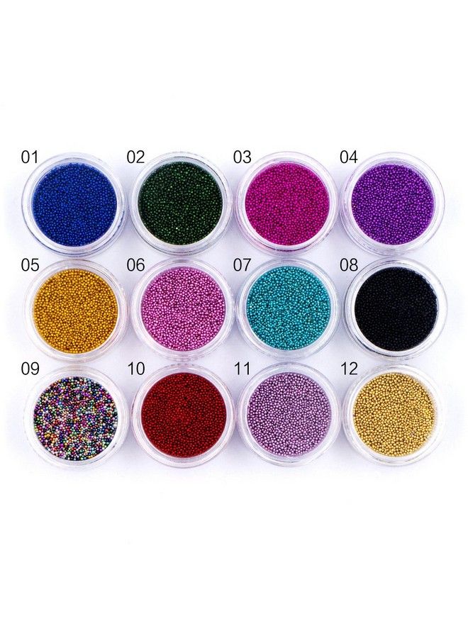Minejin Nail Art Mini Beads 3D Colorful Caviar Charms Eye Decoration 12 Colors - Image 1