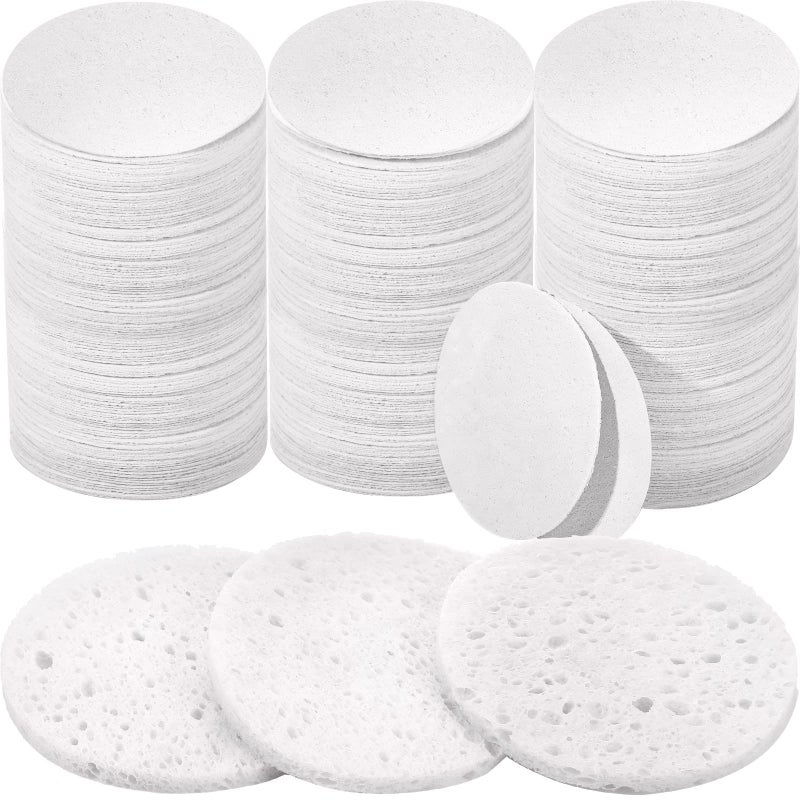 Amyhill 300 Count Compressed Facial Sponges Natural Face Sponges for Cleansing Disposable Facial Exfoliating Pads for EstheticiansWhite