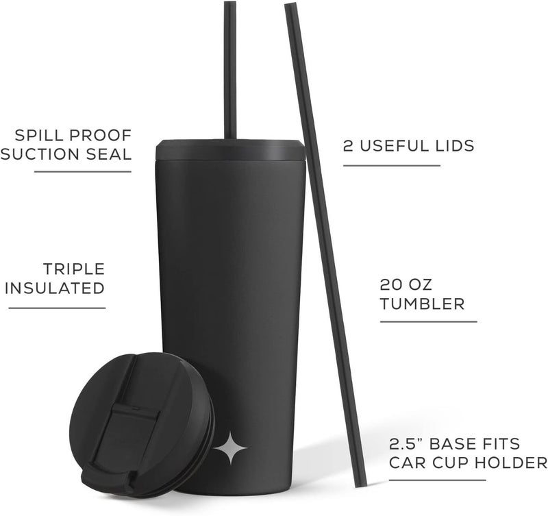 JoyJolt Triple Insulated 20oz Tumbler with Lid and Straw (2 Each) Vacuum Double Wall Stainless Steel Tumbler, Copper Lined for 12Hr Hold/Cold Drinks. Leakproof Water Bottle, Tea or Iced Coffee Cup - Image 2