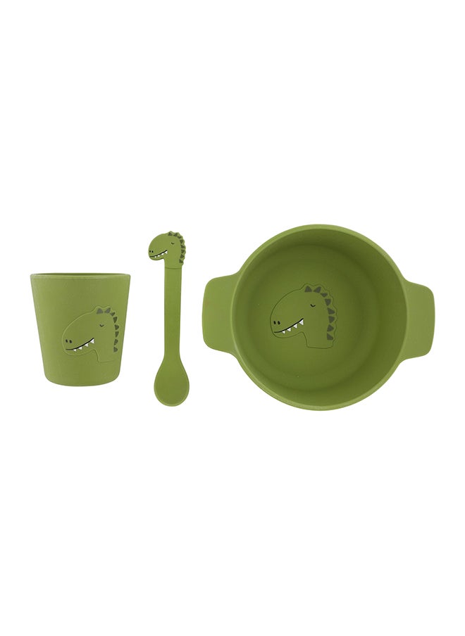Trixie Silicone First Meal Set (Bowl, Spoon & Cup) - Mr. Dino  - Image 1