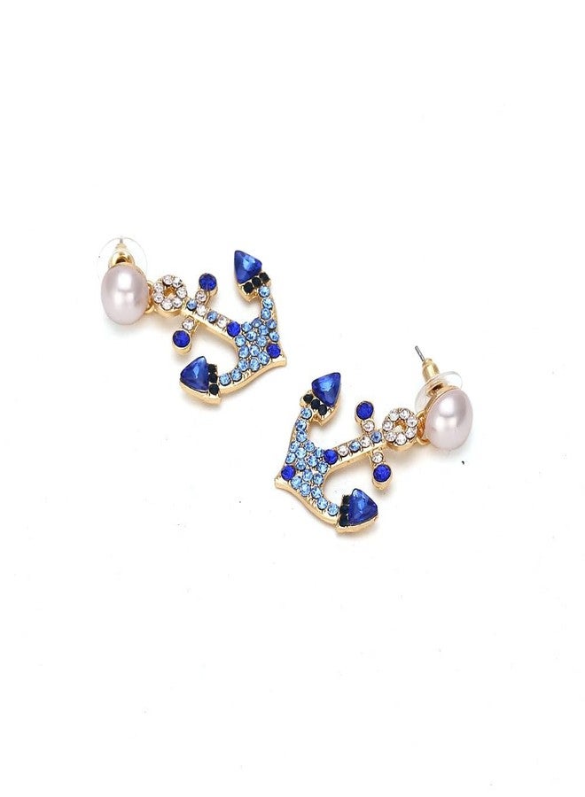 Shejuety anchor earrings for women, set with diamond boat anchor retro geometric pearl earrings, designed specifically for fashionable women, suitable for - various holiday parties, jewelry gifts - Image 5