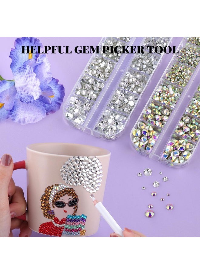 BELLEBOOST 2100 Pcs Crystal Glass Rhinestones For Crafting, Ss6-Ss30 Gems For Bedazzling, Round Flatback Diamonds For Crafts Clothing Nails Makeup With Pickup Tools (Crystal Ab & Silver Clear)  - Image 4