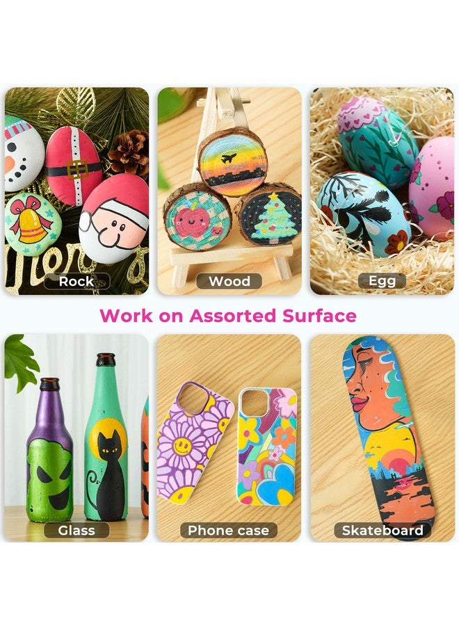 Ohuhu Acrylic Paint Pens 30 Colours Dual Tip Acrylic Paint Markers Round & Fine Acrylic Paint Markers for Easter Eggs Rock Painting Waterproof High Opacity Paint Pens Wood Glass Acrylic Markers - Image 5