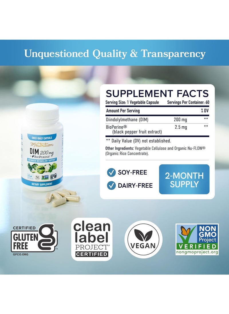 SMNutrition SMNutrition DIM BioPerine, 200mg - 60 Capsules  - Image 5