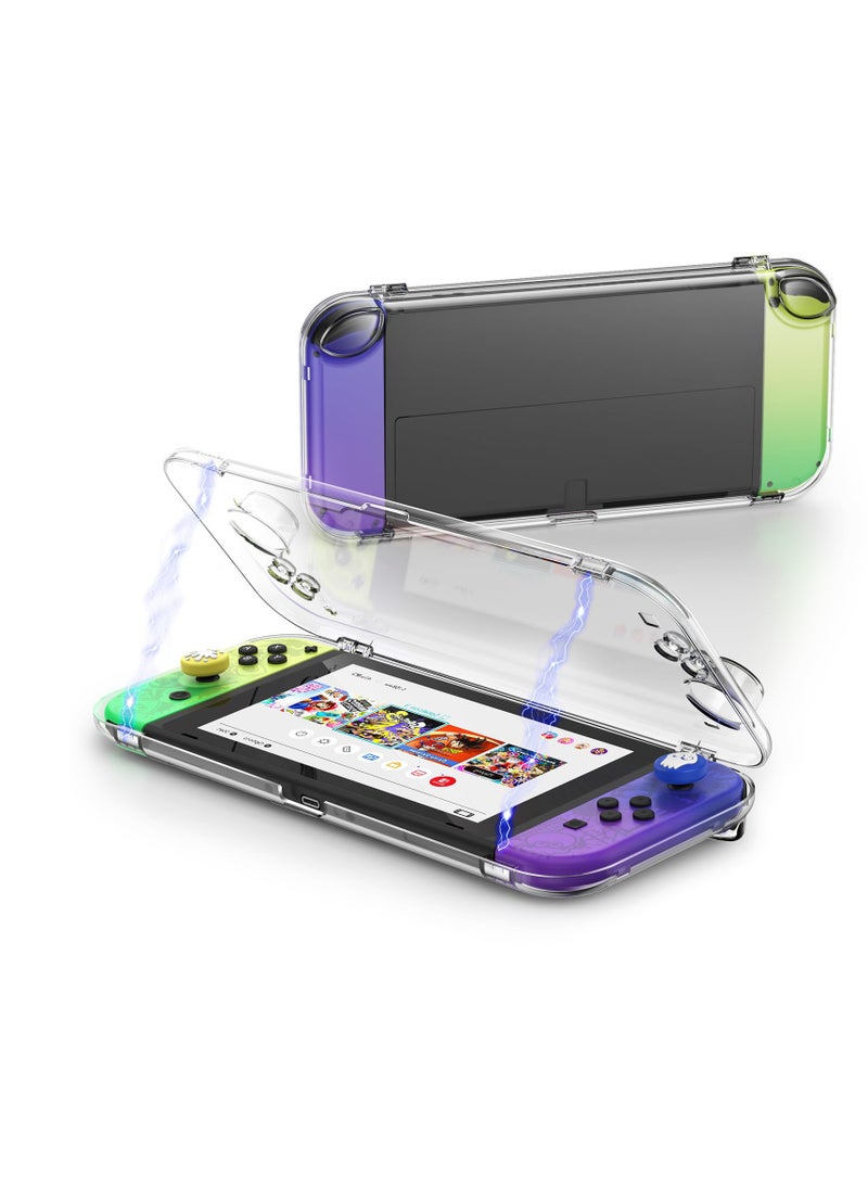 KASTWAVE Transparent Case for Nintendo Switch OLED, Magnetic Closure Travel Case for Switch OLED, Comfort Grip Case with Shock-Absorption and Anti-Scratch Design, Transparent - Image 1