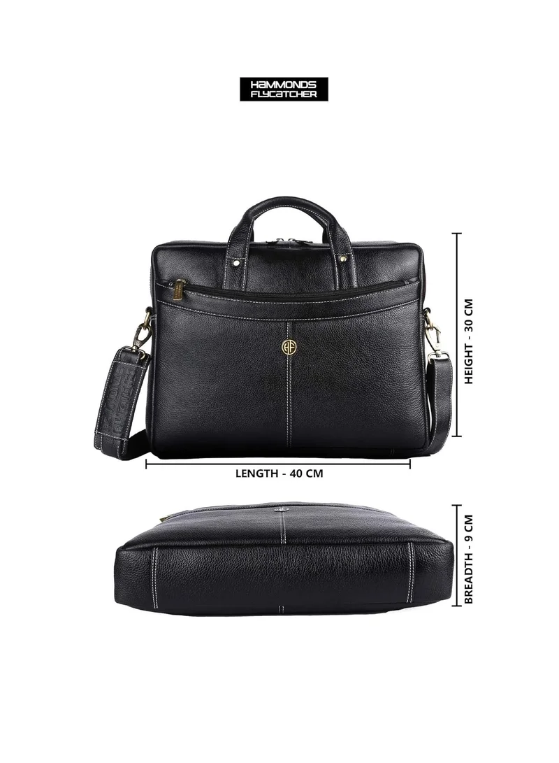 Hammonds Flycatcher  Laptop Messenger Leather Bag 15.6-inch Black LB122 (L=39, H=29, B=8 cm)  | Best Price UAE